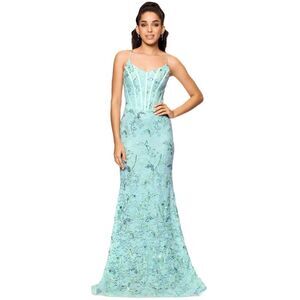 Betsy & Adam Women's Dress Sz 2 Sequined Lace Corset Gown